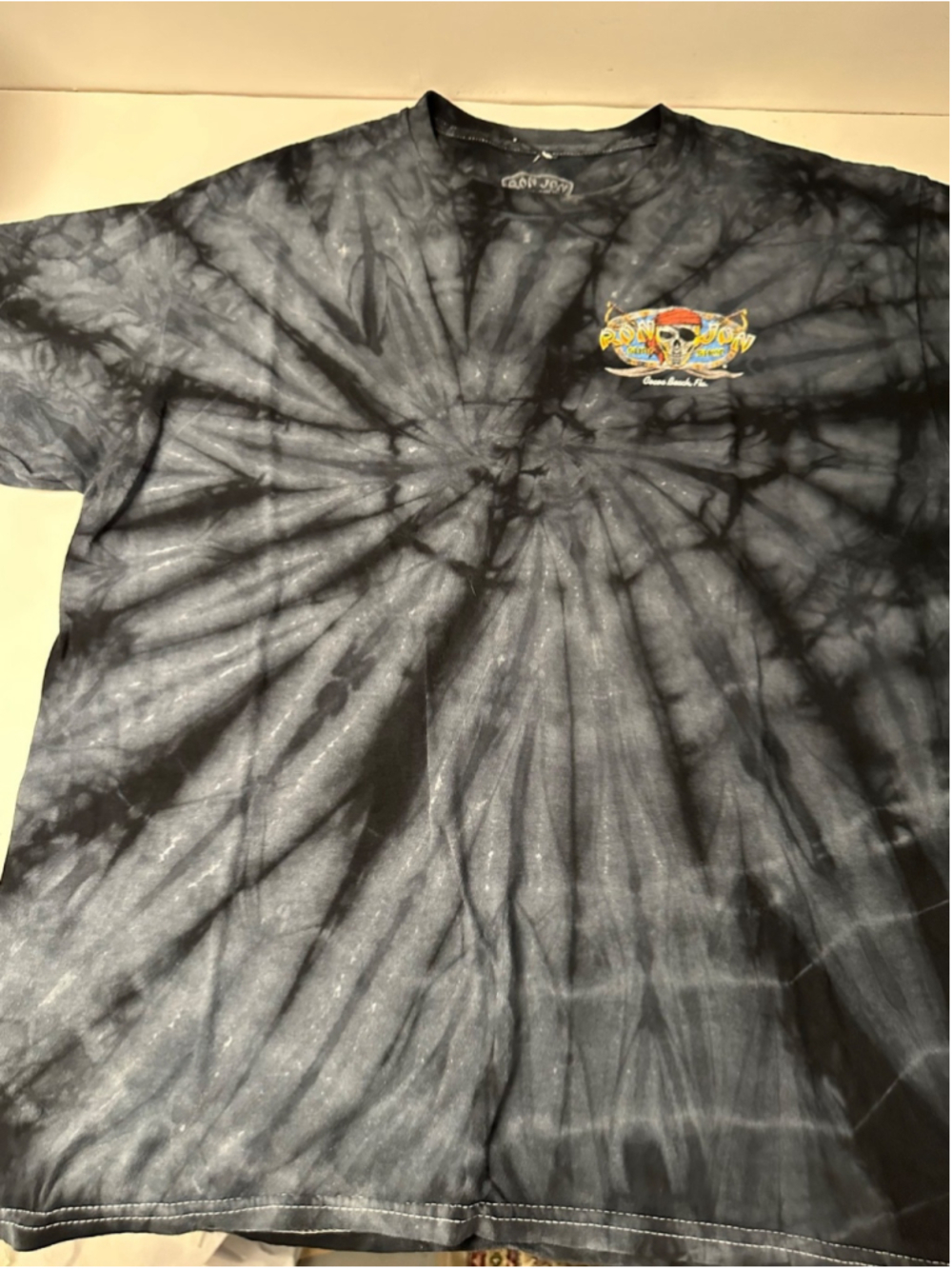 Ron Jon Surf Shop T Shirt Mens Large Black Tie Dye Cocoa Beach FL Pirate Skull